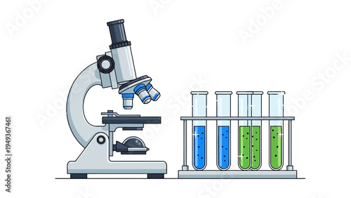 Microscope and Test Tubes.