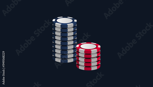 Casino chips stack gambling token symbol poker betting currency gaming casino table chip vector illustration design element