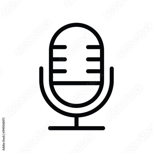 Microphone icon vector illustration representing  radio audio recording and podcast media technology design