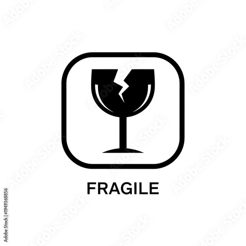 Fragile broken wine glass icon symbol.