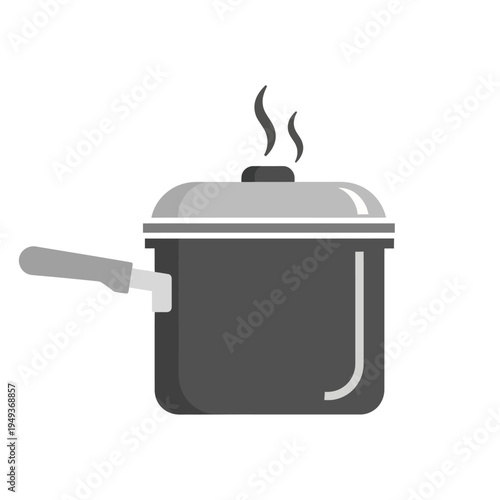 Cooking pot with steam rising.