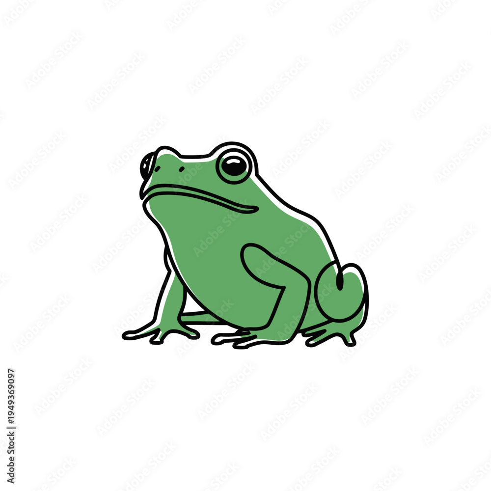 Obraz premium Green Frog Sitting on White Background.