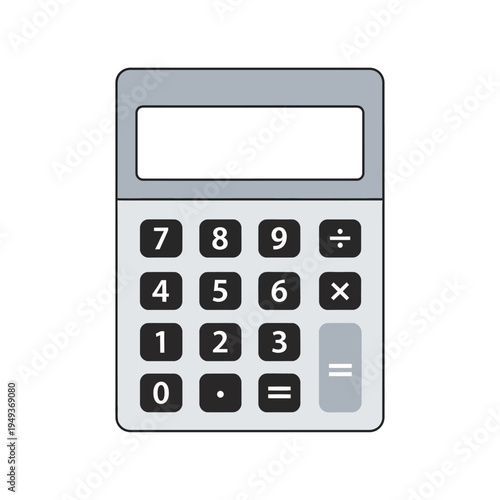 Calculator device with numbers and symbols.