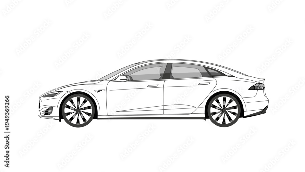 Fototapeta premium Simple Car Line Drawing.
