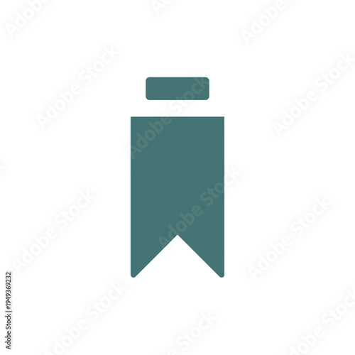 Green ribbon bookmark symbol icon.