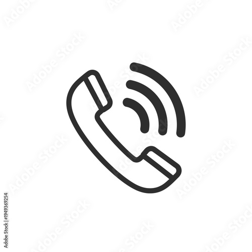 Black line art telephone icon signal.