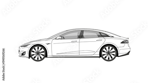 Simple Car Line Drawing.