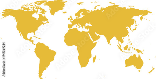 A yellow world map on a white background