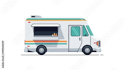 White Camper Van Illustration.