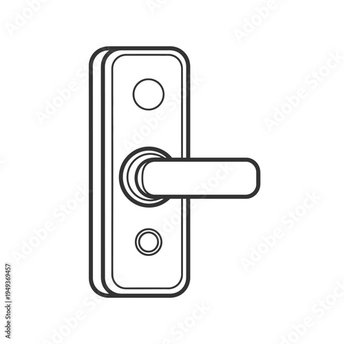Door handle with lock plate hardware.