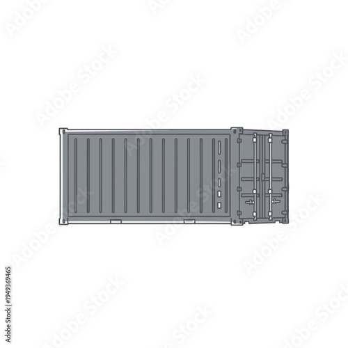 Gray metal shipping cargo container.