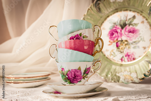 vintage cups in pile