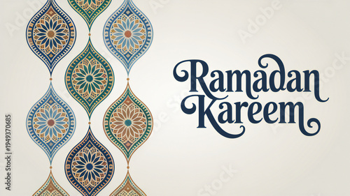 Ramadan kareem greeting with intricate islamic patterns