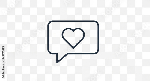 Simple heart icon inside a speech bubble outline.
