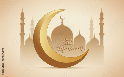 Ramadan mubarak islamic crescent moon mosque illustration