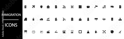 Immigration icons collection displays symbols