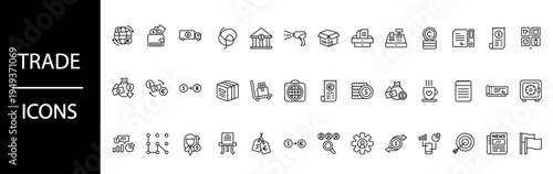 Collection of simple outline trade icons