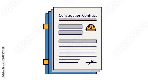 Construction contract document papers.