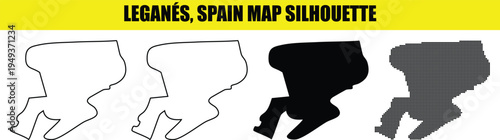 Leganes spain map silhouette, city in the community of madrid, located in south of the capital