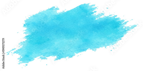 An artistic blue watercolor background featuring an abstract paint splash texture and ink stains on paper for a grunge pattern design