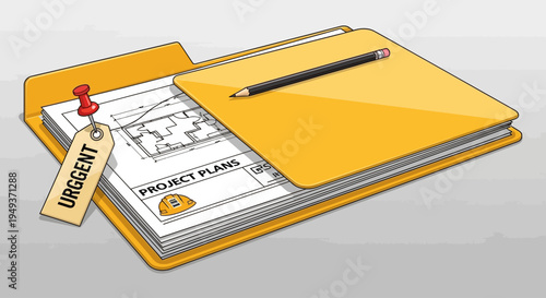 Yellow Folder with Urgent Photo Plan.