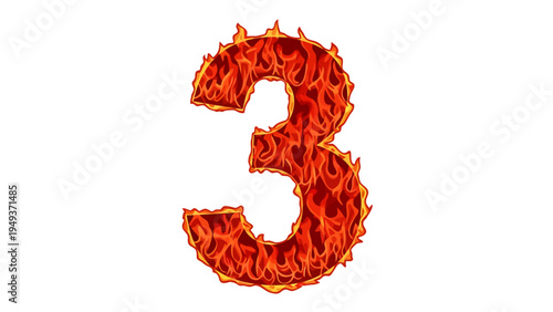 Flaming Number Three Digit.