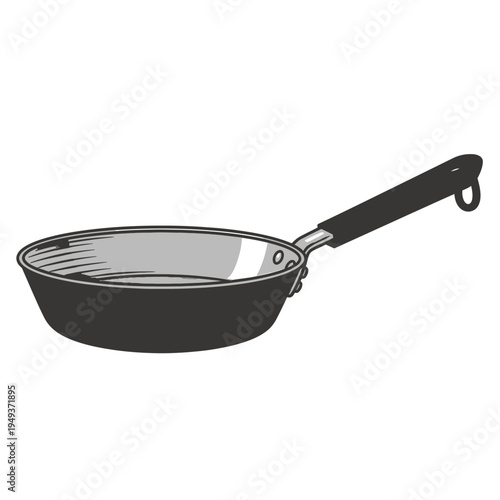 A graphic illustration of a frying pan with a black handle, perfect for culinary or kitchen-related designs