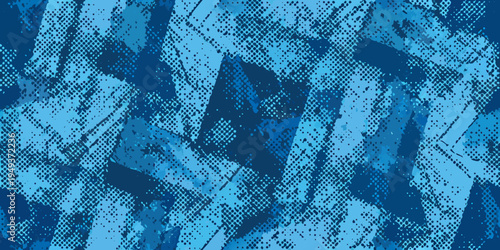Abstract blue textured background with distressed and layered elements