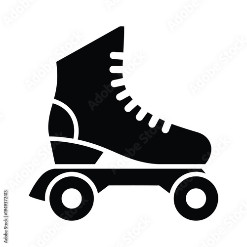 Black Inline Skate Icon on White Background
