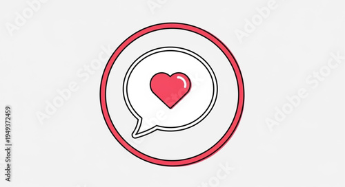 Heart symbol inside a speech bubble icon representing love and communication.