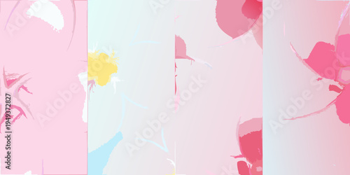 Abstract vertical panels of blended pink yellow and white hues