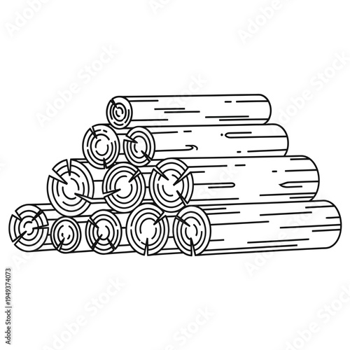 Stack of firewood logs for burning and heating purposes