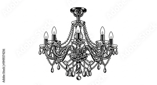 Elegant Crystal Chandelier with Intricate Details and Classic Design.