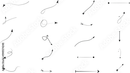 Set of 20 black arrows vector icons