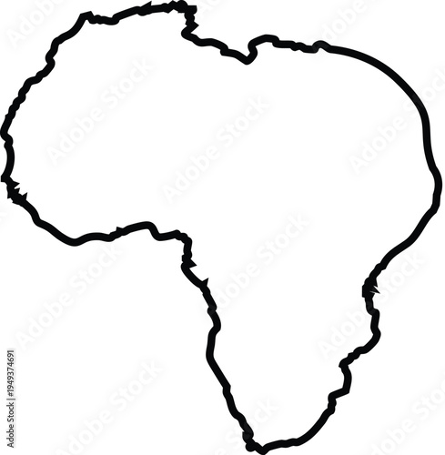 Black and white outline map of africa continent