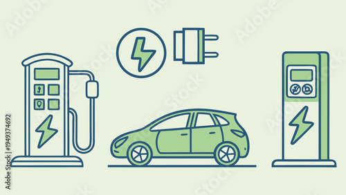 EV Charging and Electric Car Icon Pack – Sustainable Transport Vector Icons