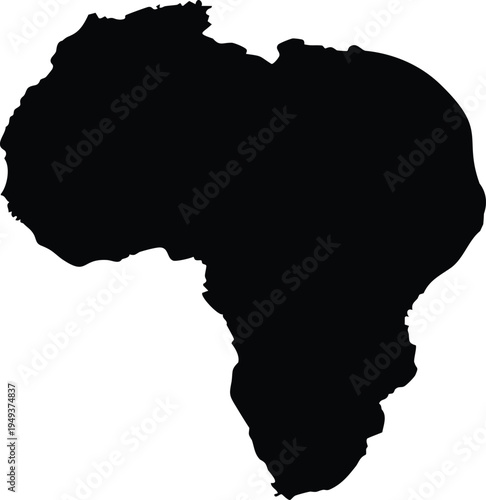 Black silhouette of africa continent shape isolated on white