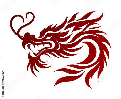 stylized silhouette of a chinese dragon (red)