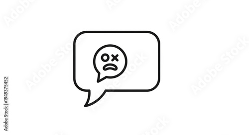Sad Face Emoji in Speech Bubble Representing Negative Feedback or Disappointment.