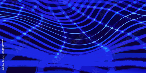 Abstract blue light trails resembling a network or digital connections