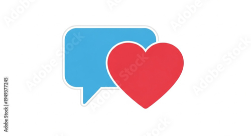 Heart and Speech Bubble Icon Representing Communication and Love.