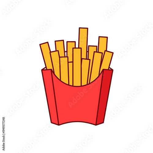 French fries in red container.