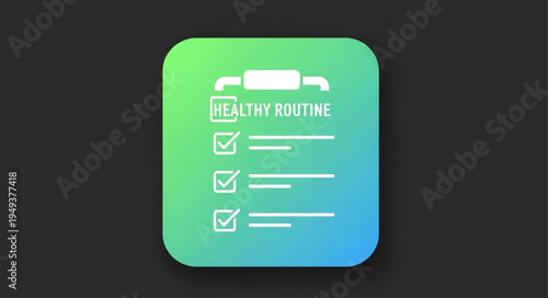 Healthy Routine Checklist Icon for Daily Wellness and Fitness Tracking.