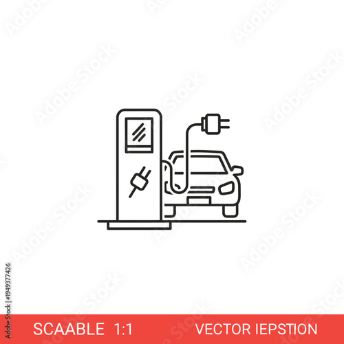 Electric car charging station vector.