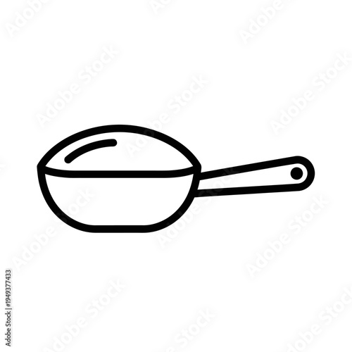Frying pan with long handle.