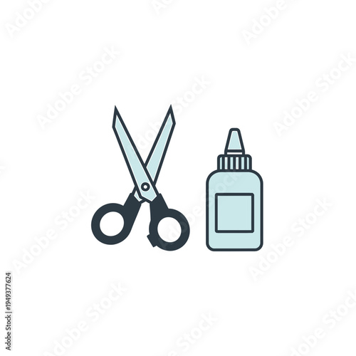 Scissors and Glue Bottle Icon vector illustration