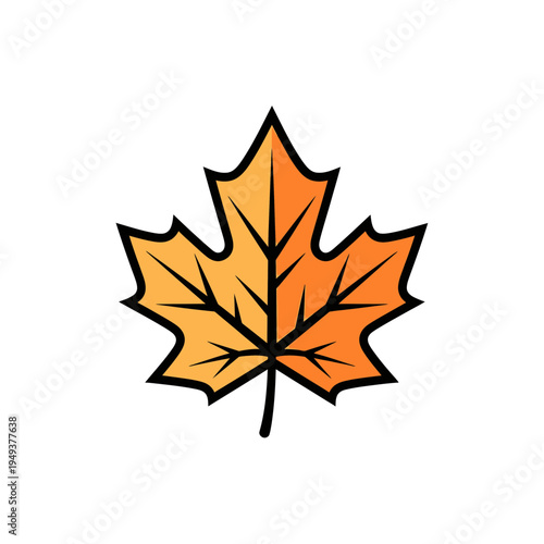 Bright Orange Maple Leaf Icon vector illustration