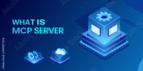 Isometric illustration showcasing the concept of an mcp server and its components