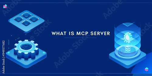 Isometric illustration depicting server technology and the question what is mcp server