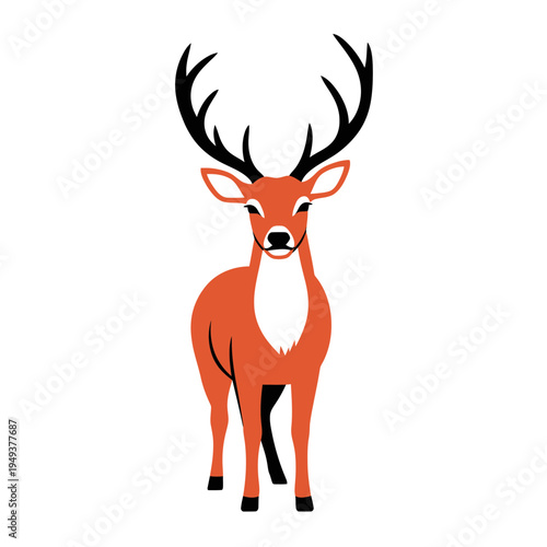 Majestic Deer With Large Antlers On White Background vector illustration